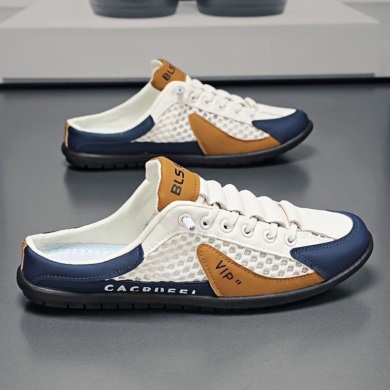 Men'S Casual Shoes Slip-On Shoes Semi-Slippers Anti-Slip Shoes Wear-Resistant - Beige - Size 42
