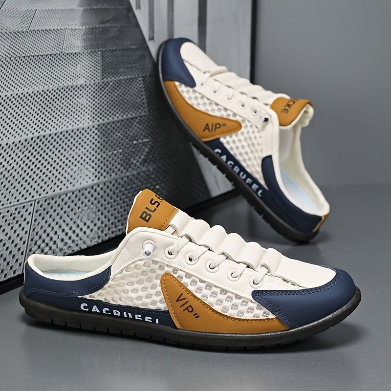 Men'S Casual Shoes Slip-On Shoes Semi-Slippers Anti-Slip Shoes Wear-Resistant - Beige - Size 45