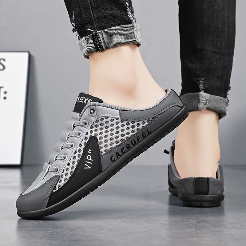 Men'S Casual Shoes Slip-On Shoes Semi-Slippers Anti-Slip Shoes Wear-Resistant - Gray - Size 43