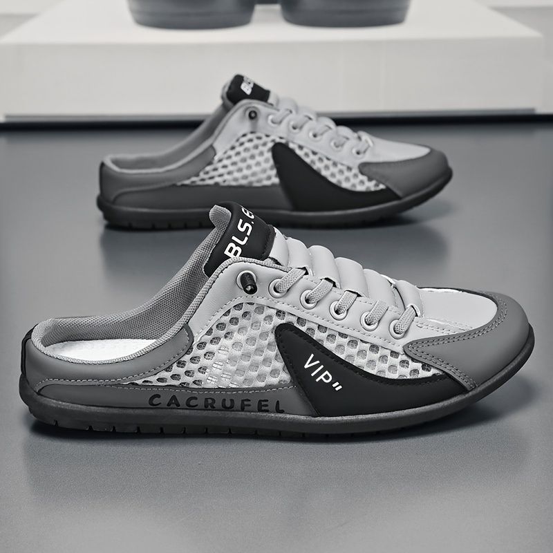 Men'S Casual Shoes Slip-On Shoes Semi-Slippers Anti-Slip Shoes Wear-Resistant - Gray - Size 47