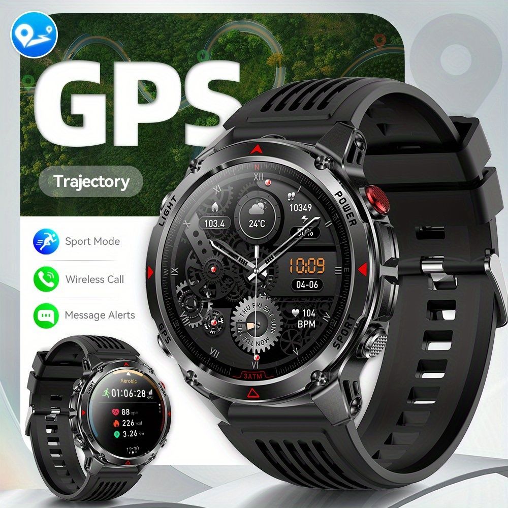 Men'S Outdoor Smart Watch GPS Sports Watch Water-Resistant Smart Watch Wireless - Blue camouflage - Size 01