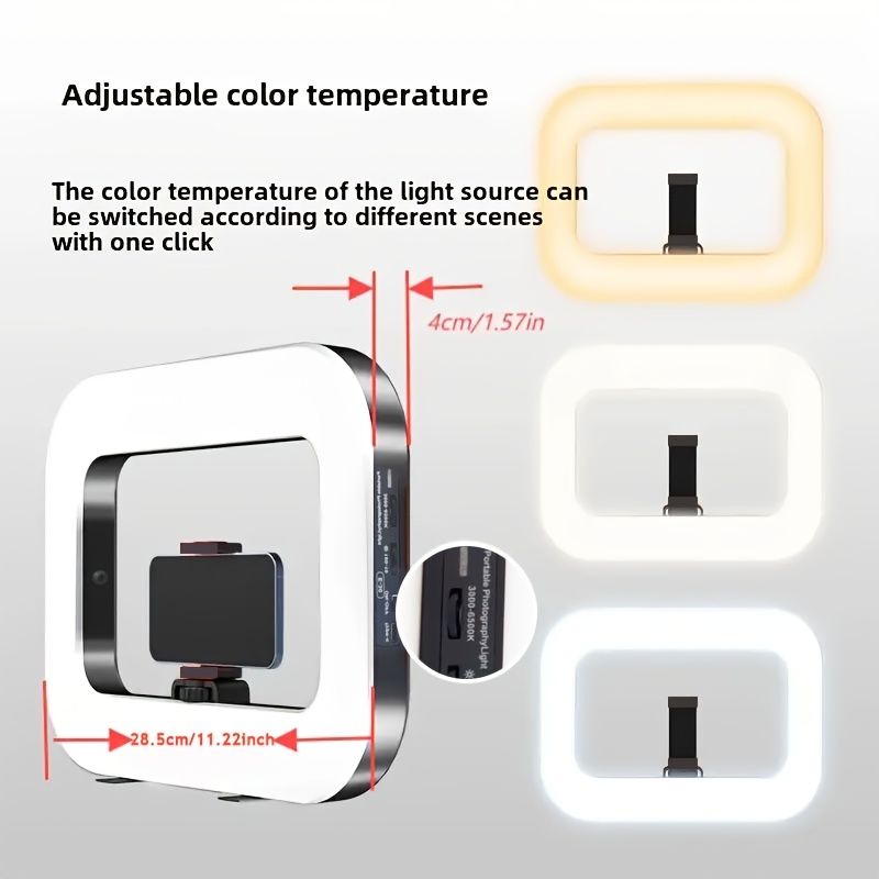 Smart Dual-Mode Fill Light｜One-Touch Color Temperature Switching + Stepless Dimming, Portable Ring Light with Soft Glow for Multi-Scenario Live Shooting