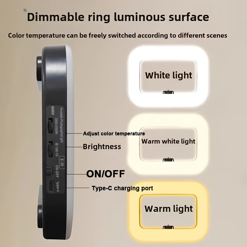 Smart Dual-Mode Fill Light｜One-Touch Color Temperature Switching + Stepless Dimming, Portable Ring Light with Soft Glow for Multi-Scenario Live Shooting