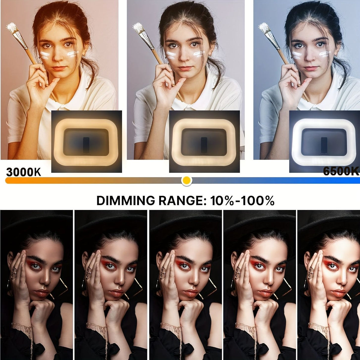 Smart Dual-Mode Fill Light｜One-Touch Color Temperature Switching + Stepless Dimming, Portable Ring Light with Soft Glow for Multi-Scenario Live Shooting