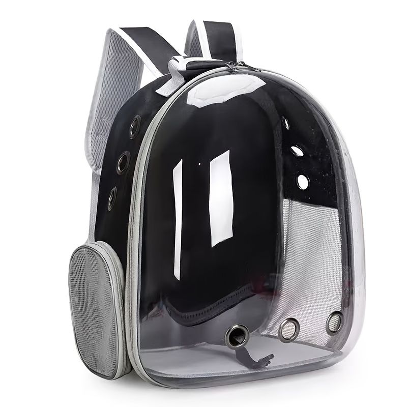 (GREY)Replacement Transparent Pet Backpack with Zipper Closure - Heavy-Duty Structure, Ventilated and Padded Lining - Portable Travel Carrier for Cats, Small Dogs, Airplanes, Trains, Cars - Safe and Comfortable Carrier Backpack for Busy Pet Owners - Ideal