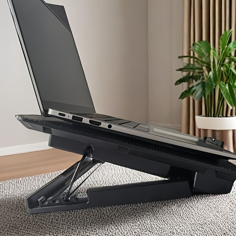 **Fully Compatible Laptop Stand｜Dual-Fan Cooling + Ergonomic Angle Adjustment, All-in-One Portable Design for Work, Gaming, and Entertainment**