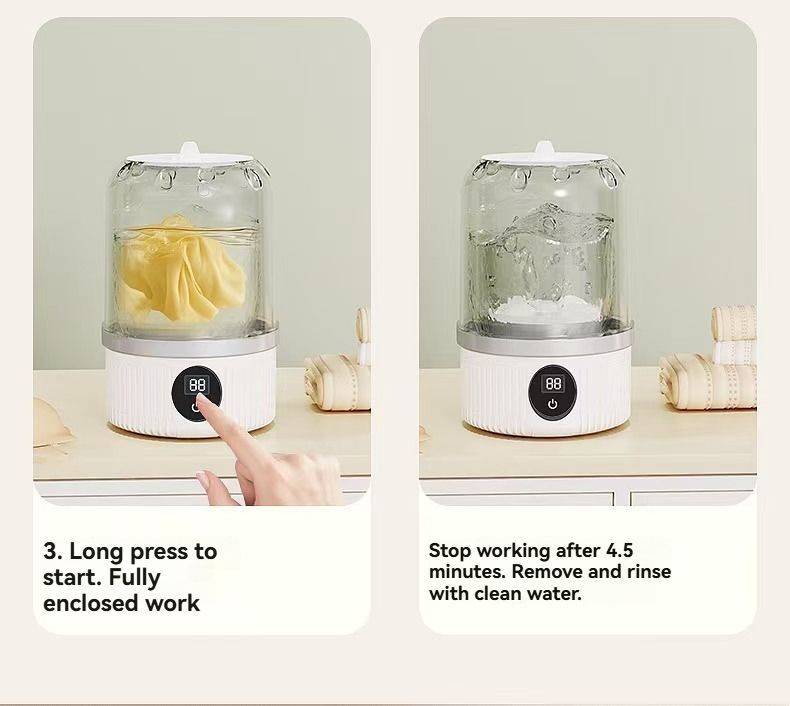 Portable Washing Machine Travel Washing Machine USB Rechargeable Washing - White - Size 1689