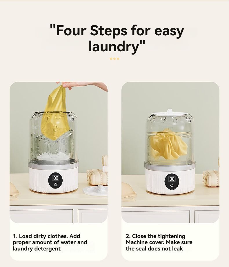 Portable Washing Machine Travel Washing Machine USB Rechargeable Washing - White - Size 1689
