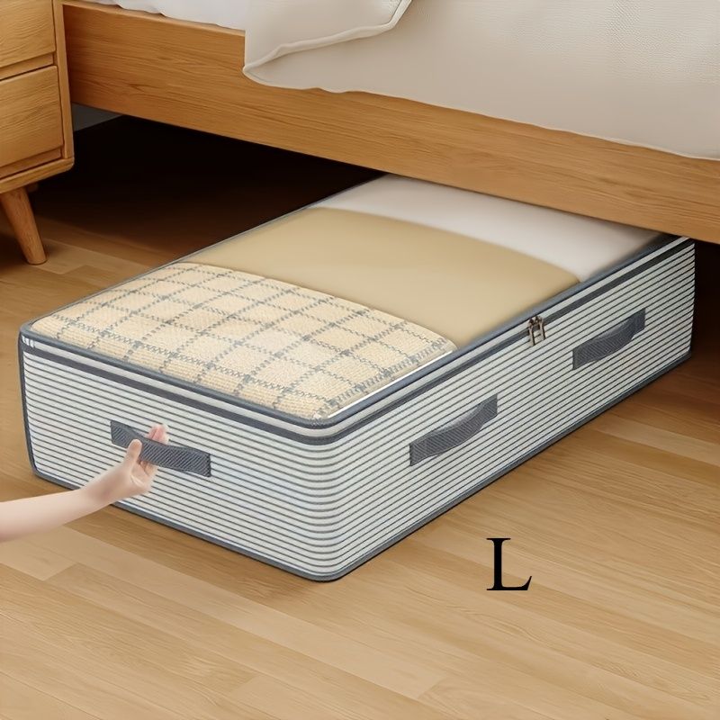 Large Storage Organizer Bag - Made from heavy-duty non-woven fabric with transparent windows, multi-layer clothing storage box suitable for wardrobes, under-bed, and travel. （L）