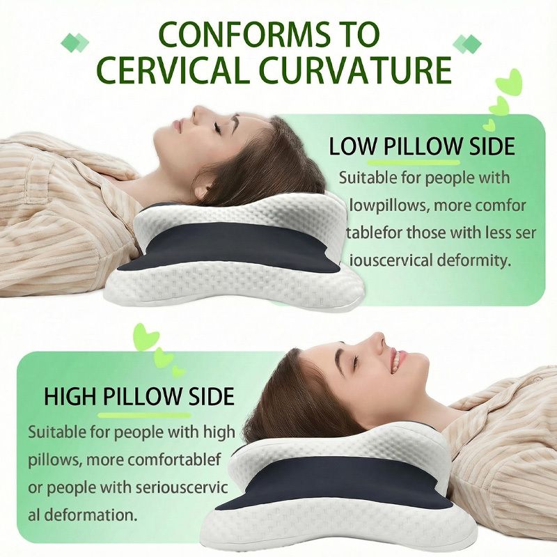 Side Sleeper Neck Pillow | Odor-Free, Light Beige Friendly Design, Comfortable Sleep Posture, Polyester Material, Hand Wash Only