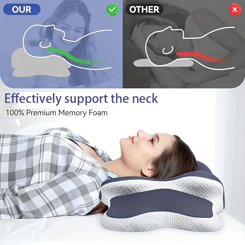 Side Sleeper Neck Pillow | Odor-Free, Light Beige Friendly Design, Comfortable Sleep Posture, Polyester Material, Hand Wash Only