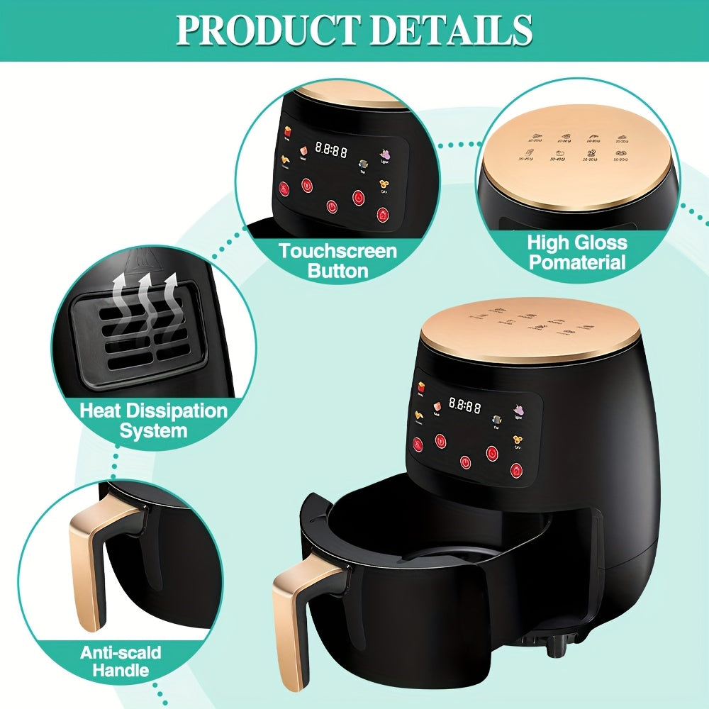 "5L Intelligent Touch · Healthy Fresh Cooking Air Fryer (Pre-set Menu / 360° Hot Air / No Oil Light Car)"