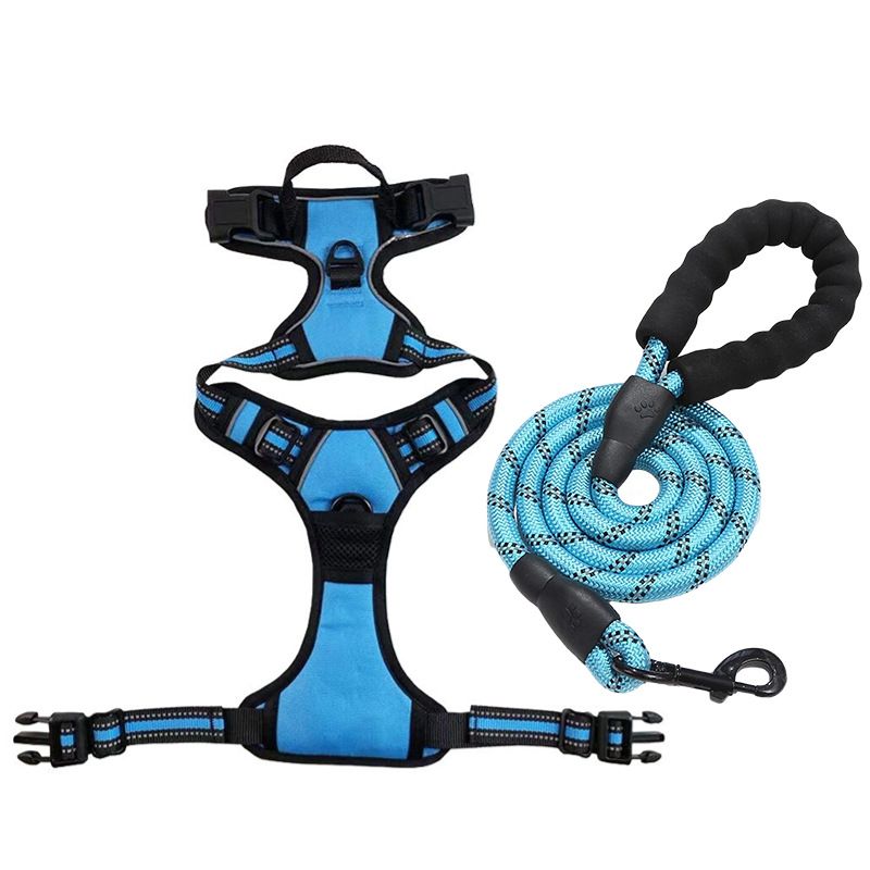 Anti-escape dog harness & leash, soft and comfortable breathable dog vest, reflective in the night, suitable for walking medium and large dogs.