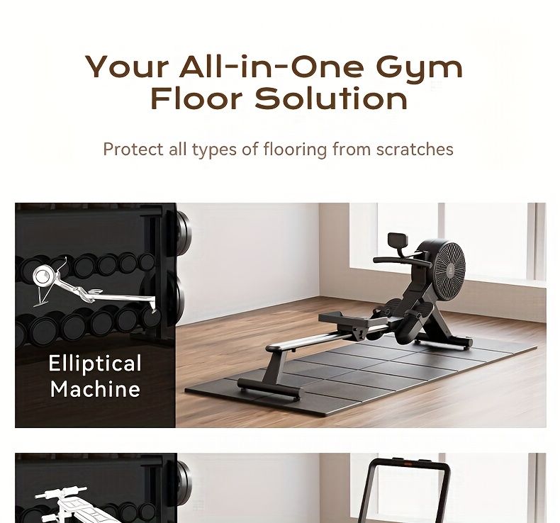 Thickened Foldable Fitness Mat｜Anti-Slip Home Exercise Mat for Treadmill and Yoga, Multi-Functional Silent Floor Protector