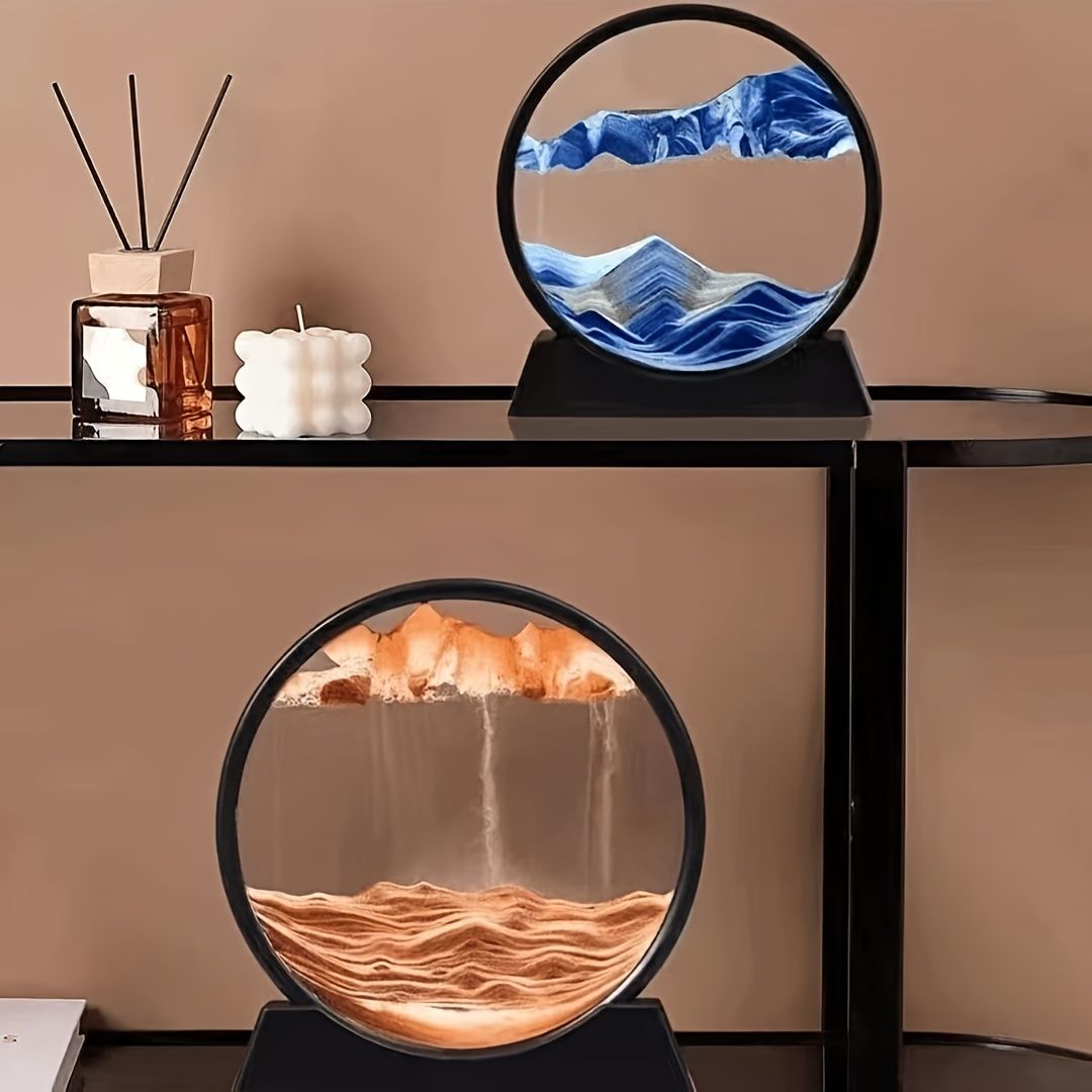 Flowing Sand Art: Adjustable Speed, New Scenery with Every Turn, Calming and Pleasing to the Eye(BLUE)