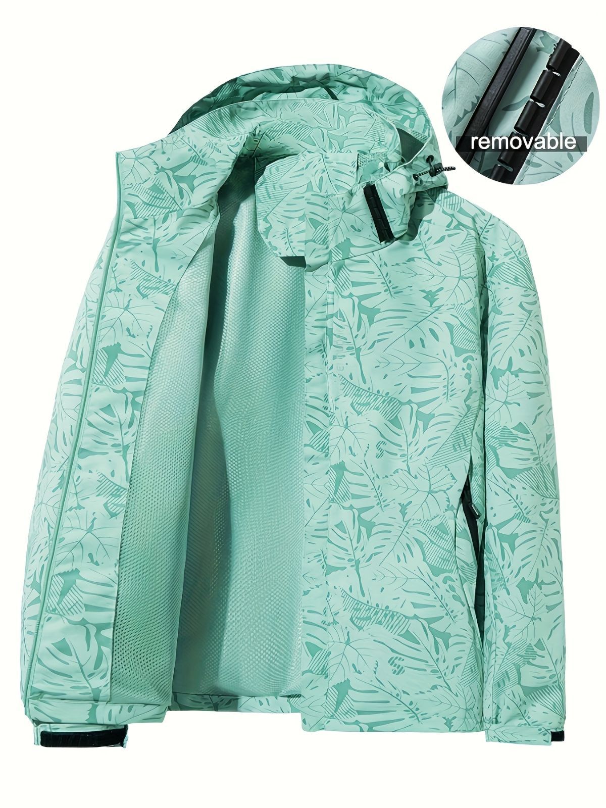 Plus Size Women'S Jacket Spring Autumn Outdoor Coat Detachable Hood Jacket - Purple - Size 2XL(AU 2XL/EU54)
