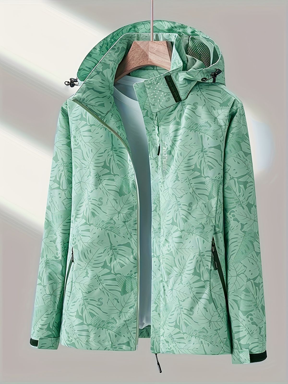 Plus Size Women'S Jacket Spring Autumn Outdoor Coat Detachable Hood Jacket - Pink - Size L(AU L/EU50)