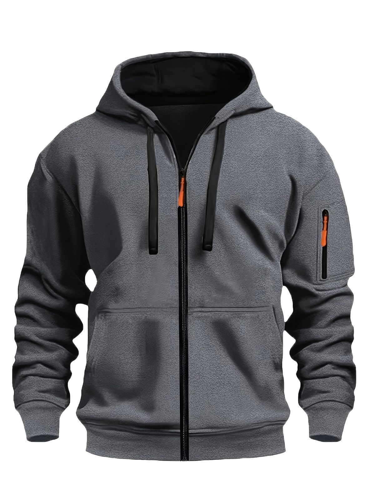 Unisex Hoodie Zip-Up Hoodie Autumn Winter Jacket Fleece Jacket Outdoor Training - Gray - Size M(AU M/EU48)