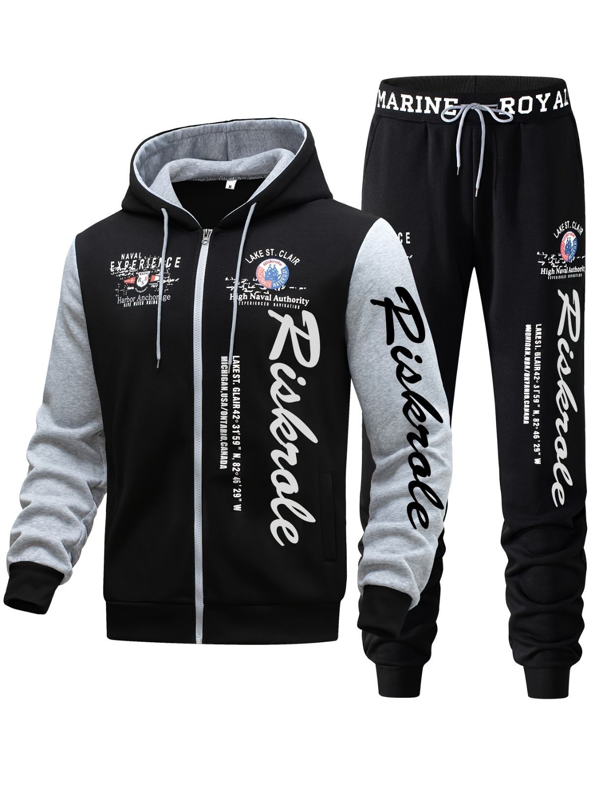 Men'S Hoodie Set Letter Print Hoodie Casual Sportswear Jogger Set Australian - Khaki - Size L(AU L/EU50)
