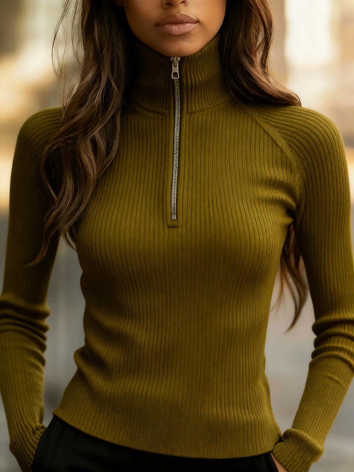 Women'S Turtleneck Top Black High Neck Top Slim Fit Knitwear Winter Layering - Black - Size S(AU S/EU46)