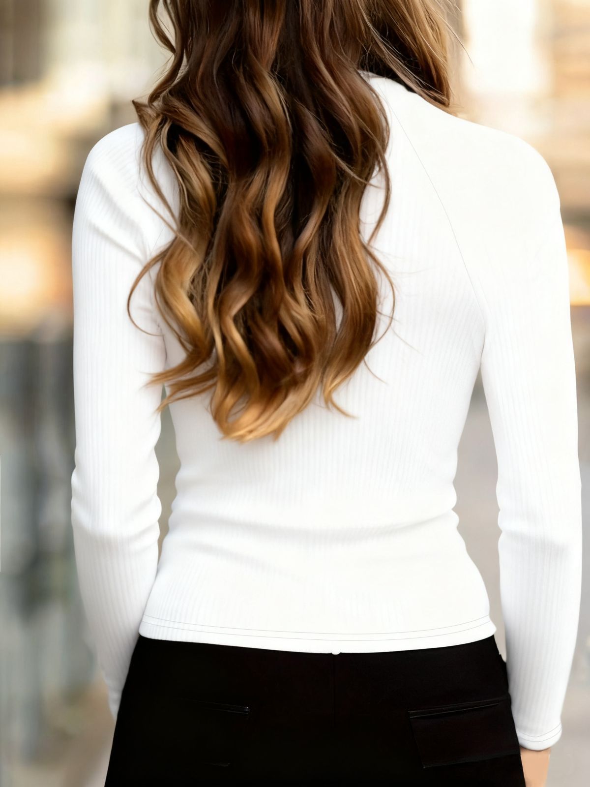 Women'S Turtleneck Top Black High Neck Top Slim Fit Knitwear Winter Layering - Black - Size S(AU S/EU46)