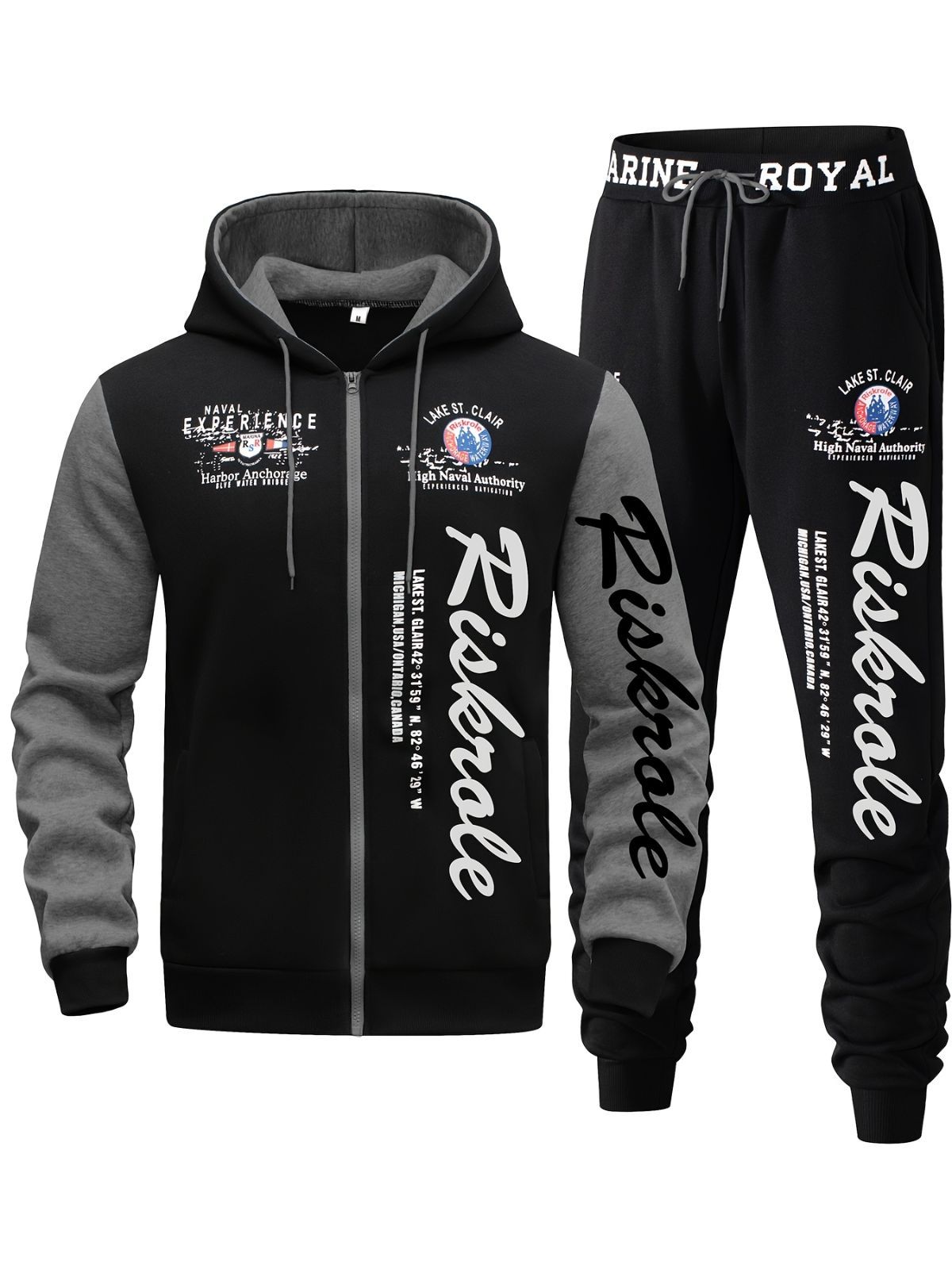 Men'S Hoodie Set Letter Print Hoodie Casual Sportswear Jogger Set Australian - Red - Size XL(AU XL/EU52)