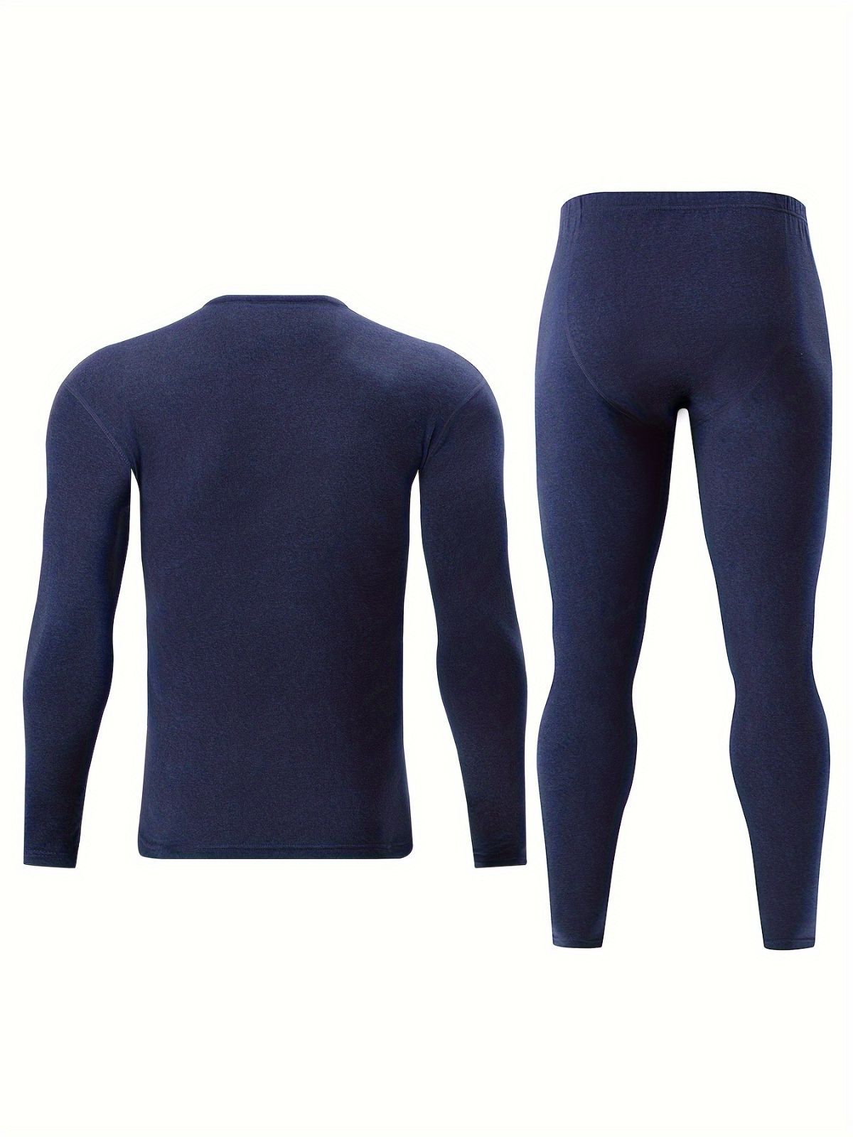 Men's Thermal Underwear Set 2-Piece Long Sleeve Top & High-Waist Pants - Beige - Size XL(AU XL/EU52)