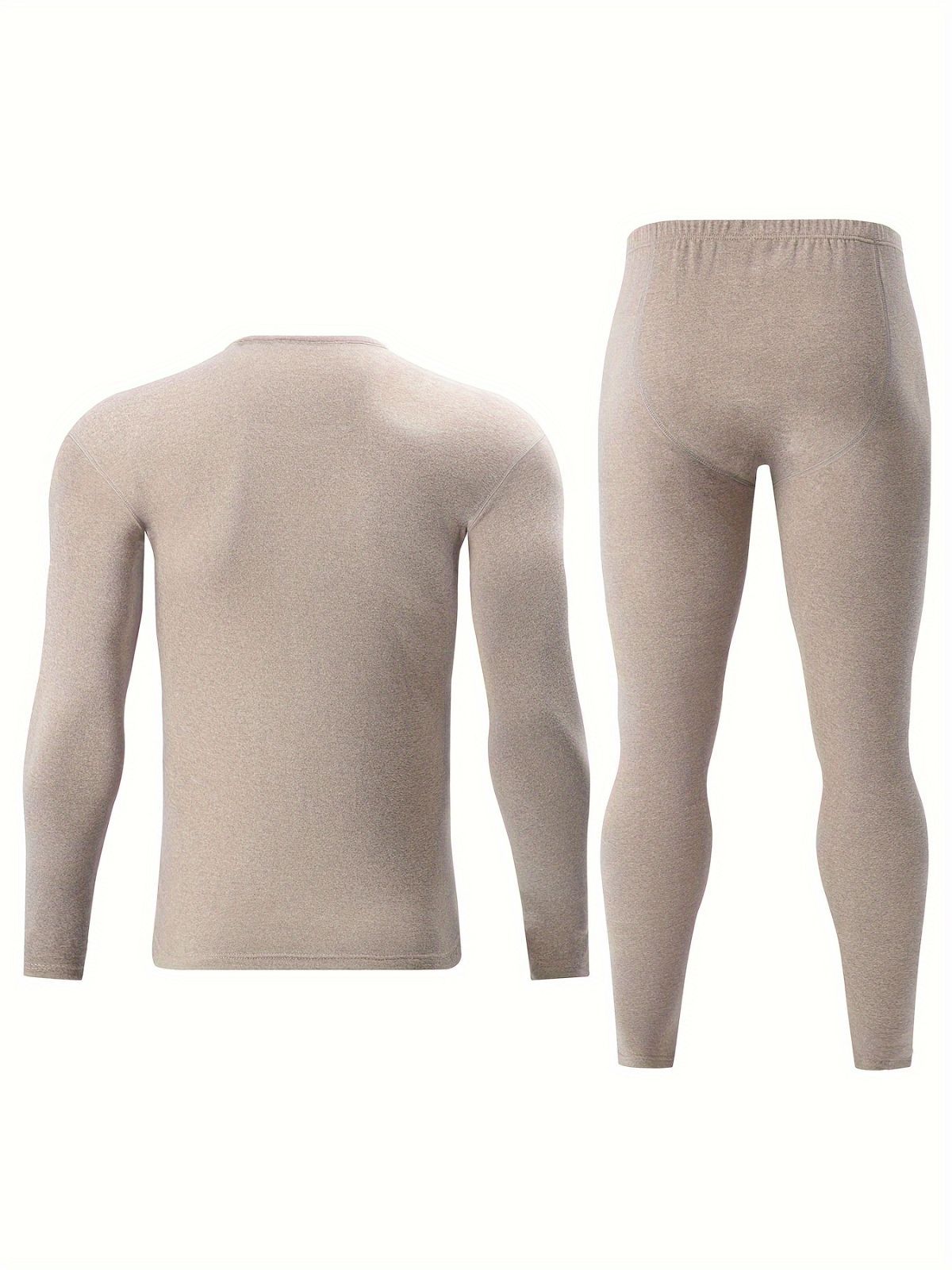 Men's Thermal Underwear Set 2-Piece Long Sleeve Top & High-Waist Pants - Gray - Size XL(AU XL/EU52)