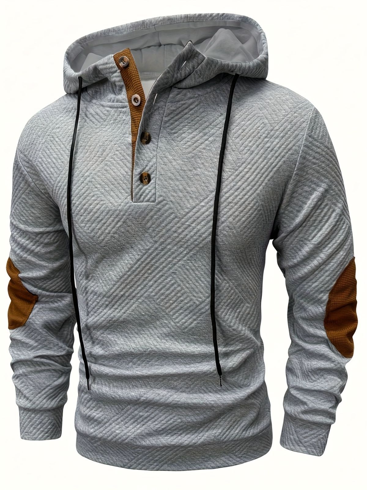 Men'S Casual Hoodie Color Block Sweatshirt Pullover Hoodie Australian - Light Gray - Size M(AU M/EU48)