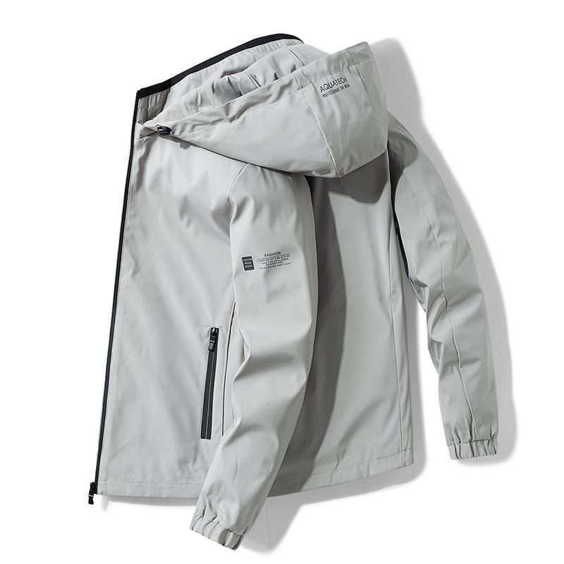 Men'S Hooded Jacket Outdoor Sport Jacket Lightweight Windbreaker Zip Pocket - Dark Green - Size M(AU M/EU48)