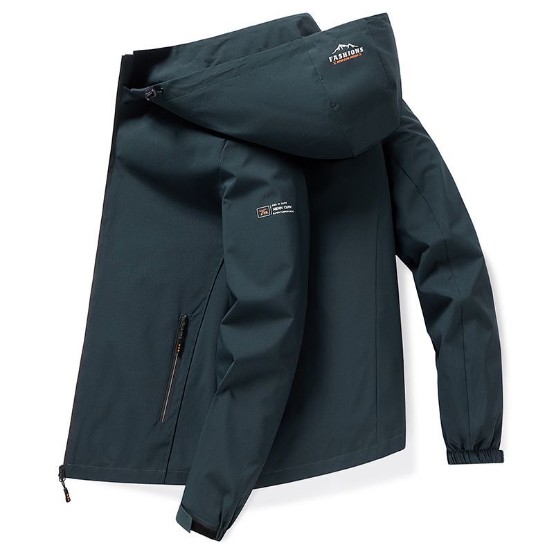 Men'S Hooded Jacket Outdoor Sport Jacket Lightweight Windbreaker Zip Pocket - Dark Gray - Size XL(AU XL/EU52)