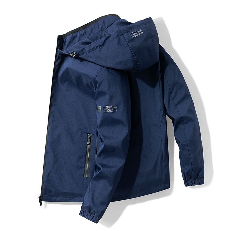 Men'S Hooded Jacket Outdoor Sport Jacket Lightweight Windbreaker Zip Pocket - Dark Green - Size XL(AU XL/EU52)