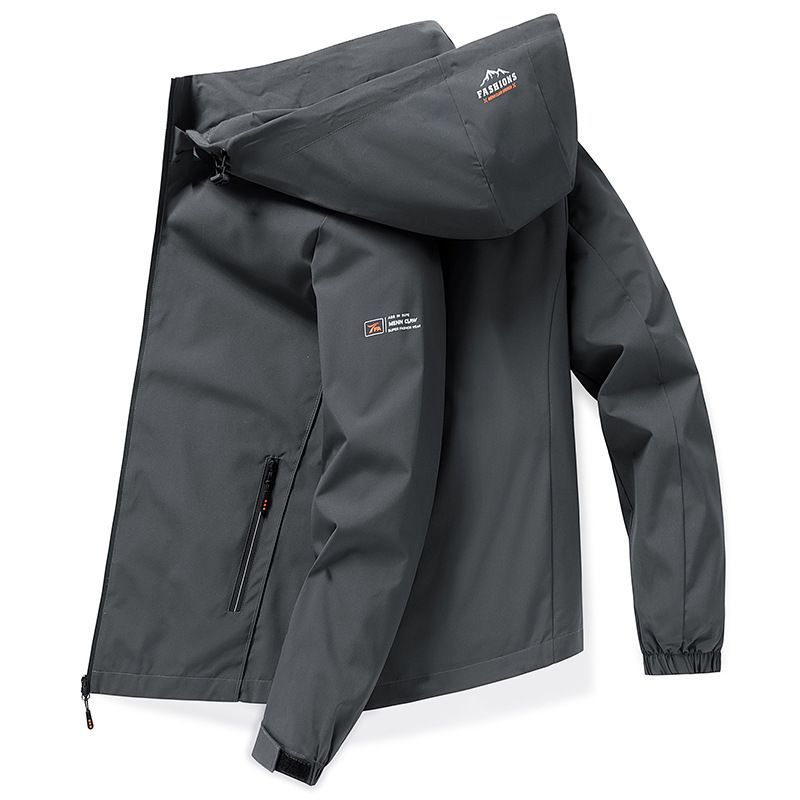 Men'S Hooded Jacket Outdoor Sport Jacket Lightweight Windbreaker Zip Pocket - Dark Blue - Size M(AU M/EU48)