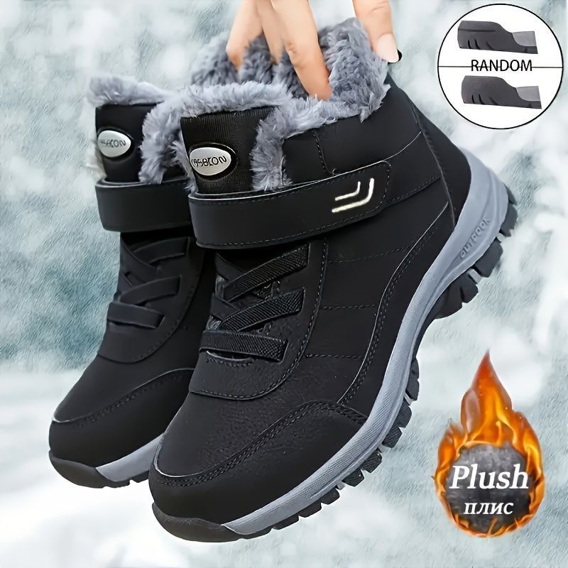 Women's winter boots, couple style, autumn and winter, men's and women's outdoor sports high-top hiking shoes, women's warm, fleece-lined, thick, slip-resistant, abrasion-resistant, soft sole, old people's shoes, parents' shoes, large size, short boots, m
