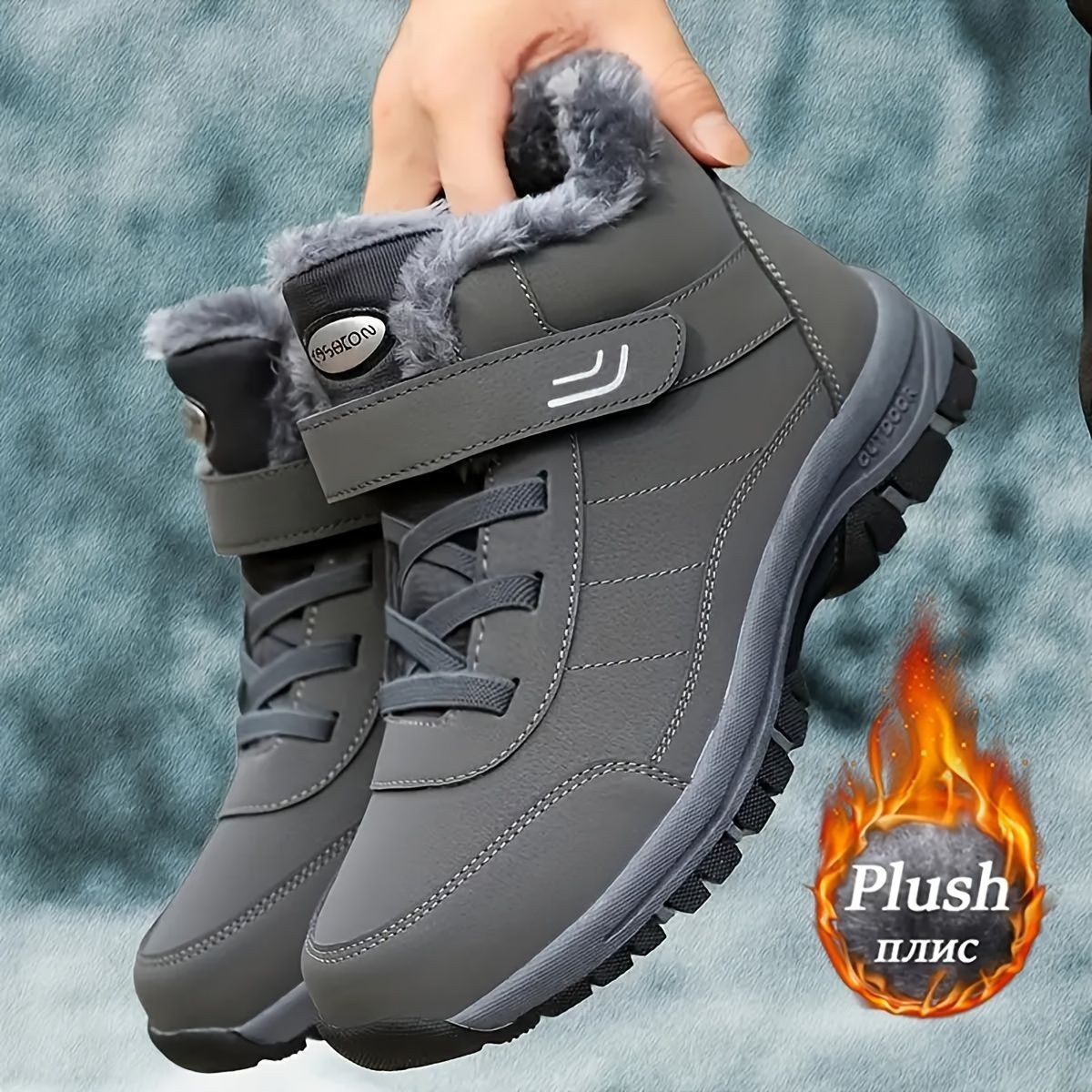 Women's winter boots, couple style, autumn and winter, men's and women's outdoor sports high-top hiking shoes, women's warm, fleece-lined, thick, slip-resistant, abrasion-resistant, soft sole, old people's shoes, parents' shoes, large size, short boots, m
