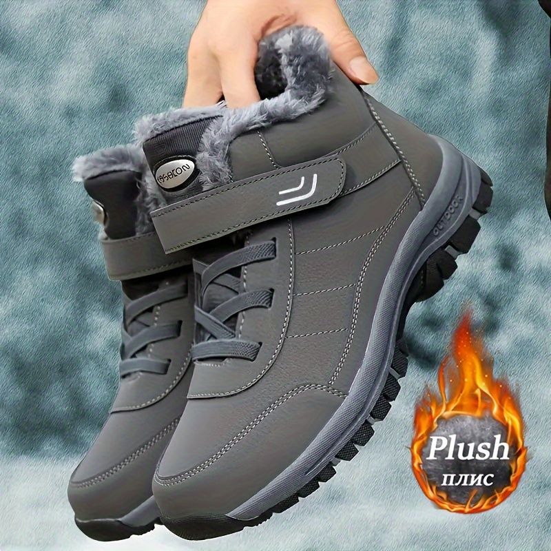 Women's winter boots, couple style, autumn and winter, men's and women's outdoor sports high-top hiking shoes, women's warm, fleece-lined, thick, slip-resistant, abrasion-resistant, soft sole, old people's shoes, parents' shoes, large size, short boots, m