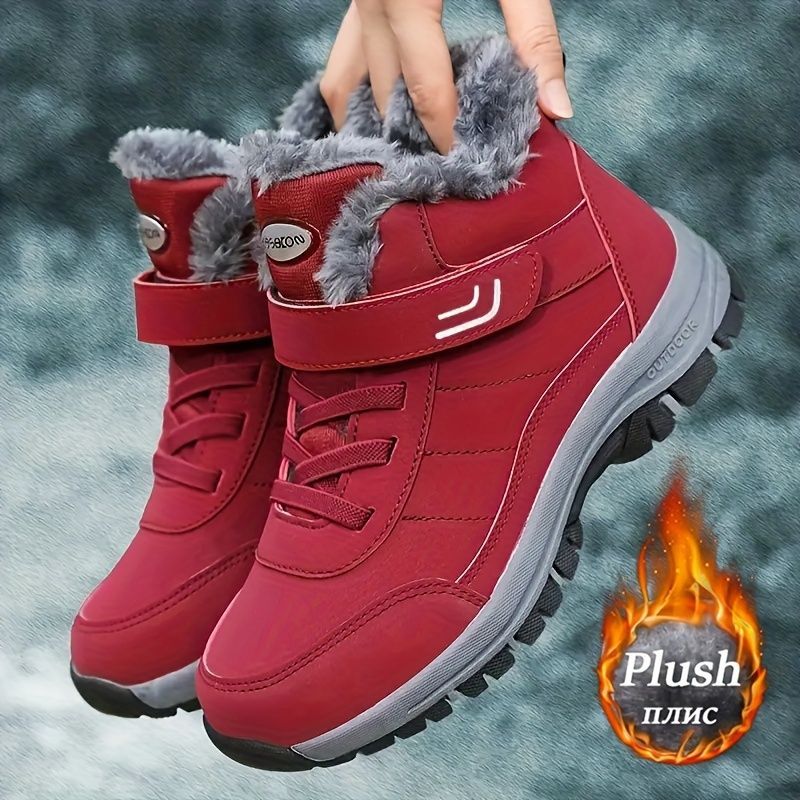 Women's winter boots, couple style, autumn and winter, men's and women's outdoor sports high-top hiking shoes, women's warm, fleece-lined, thick, slip-resistant, abrasion-resistant, soft sole, old people's shoes, parents' shoes, large size, short boots, m
