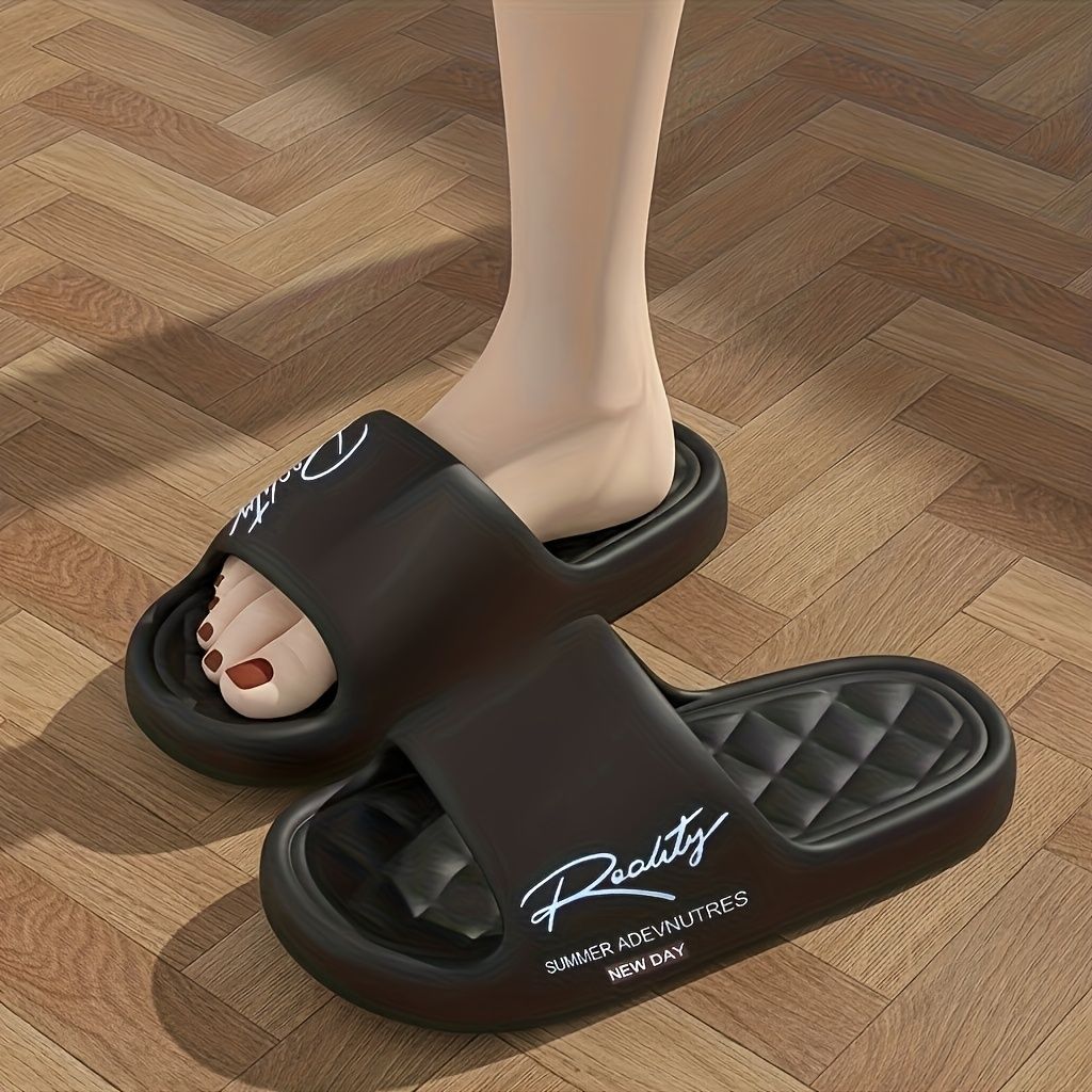EVA One-Step-On Slippers - All-Season Unisex Design - Black - Size 11(AU11/EU44)