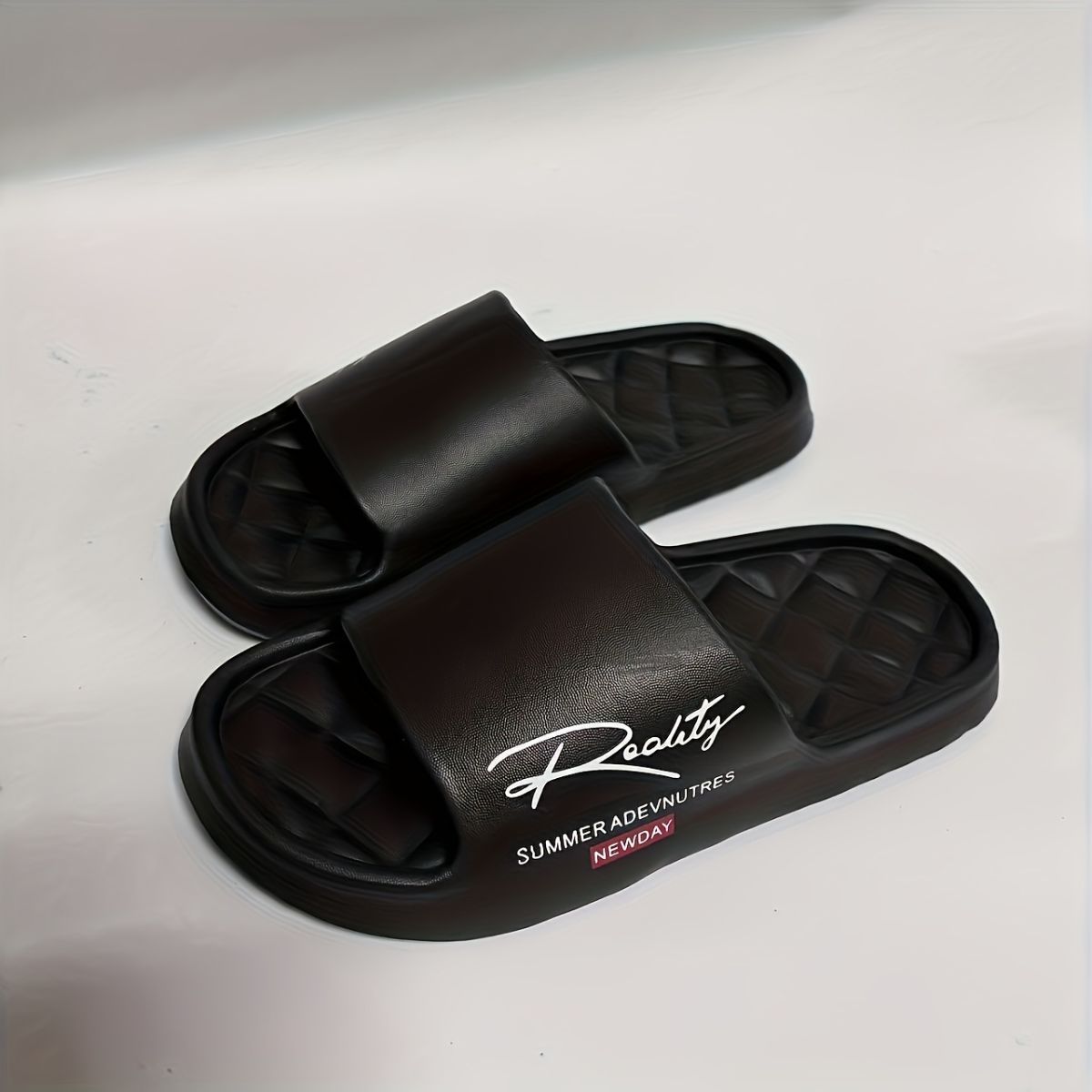 EVA One-Step-On Slippers - All-Season Unisex Design - Black - Size 12(AU12/EU45)