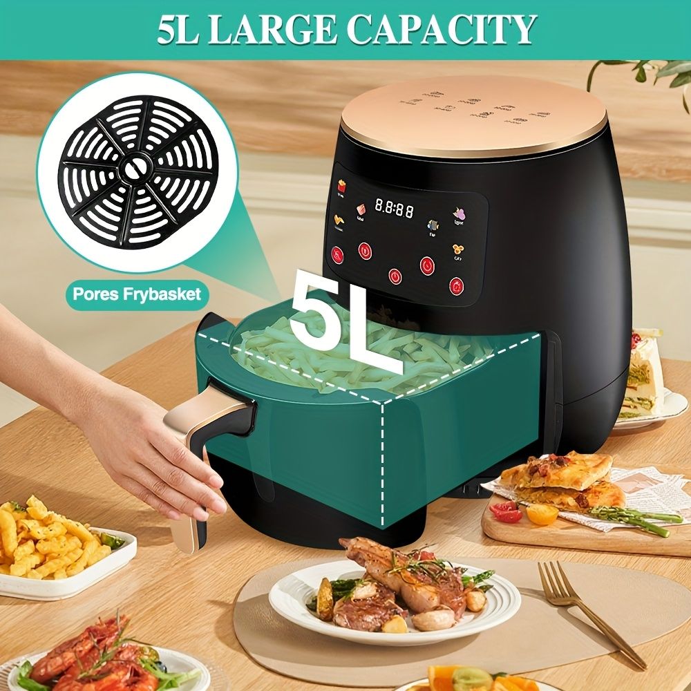 "5L Intelligent Touch · Healthy Fresh Cooking Air Fryer (Pre-set Menu / 360° Hot Air / No Oil Light Car)"