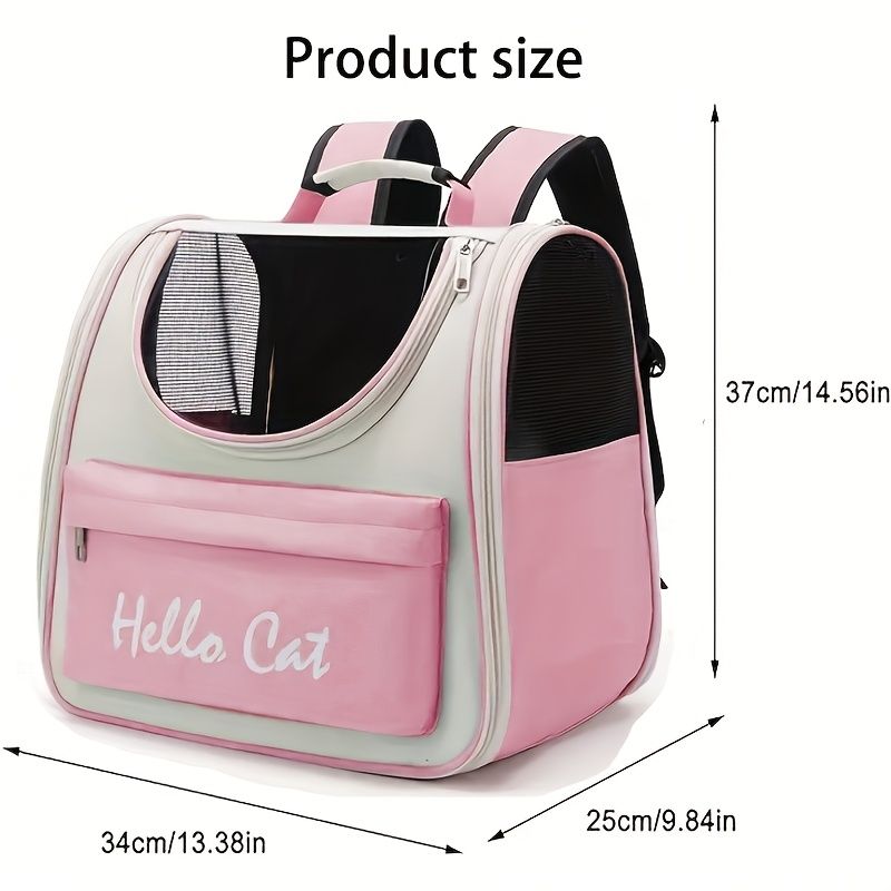 Hello Cat Nylon Pet Backpack, Large Capacity Foldable Travel Carrier with Zipper Closure, Easy Access for Cats and Small Dogs, Pet Travel Bag with Handle for Puppies and Kittens(YELLOW)