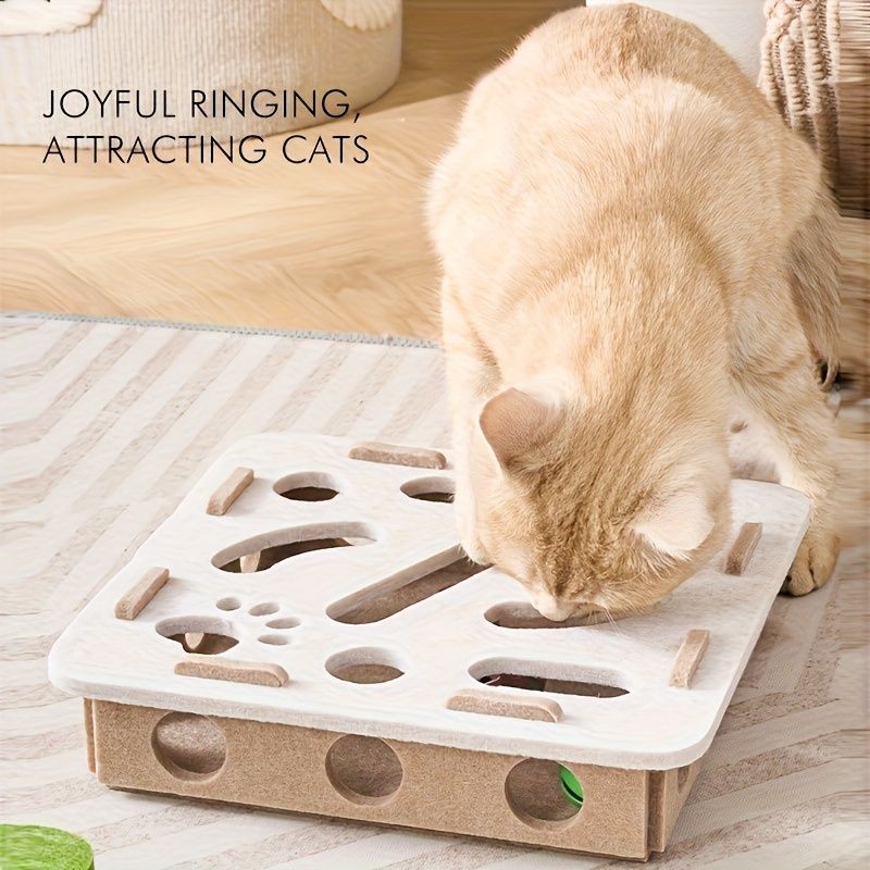 Interactive Cat Fun Box with Paw Print Design for Digging and Climbing, Includes 2 Hidden Balls, Made of Durable Plastic Material, Promotes Mental Stimulation and Exercise, Random Colors, Suitable for All Breeds and Sizes, GREY