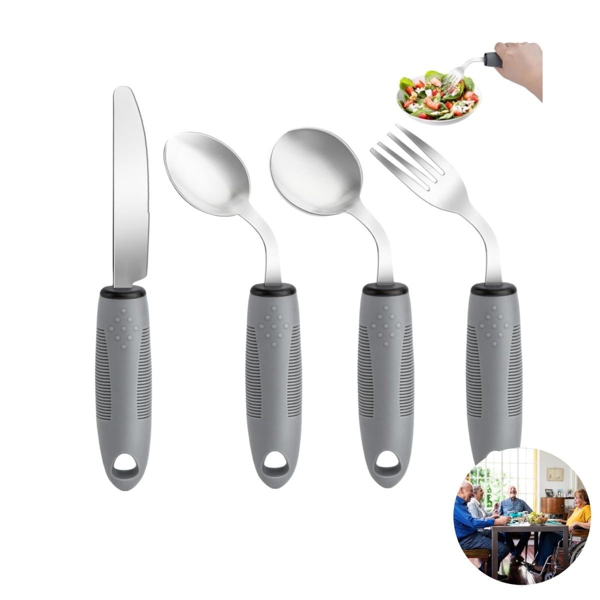 Special Supplies Adaptive Utensils,Parkinsons Utensils for Tremors and Parkinsons Patients,Easy Grip Weighted Silverware for Hand Tremors