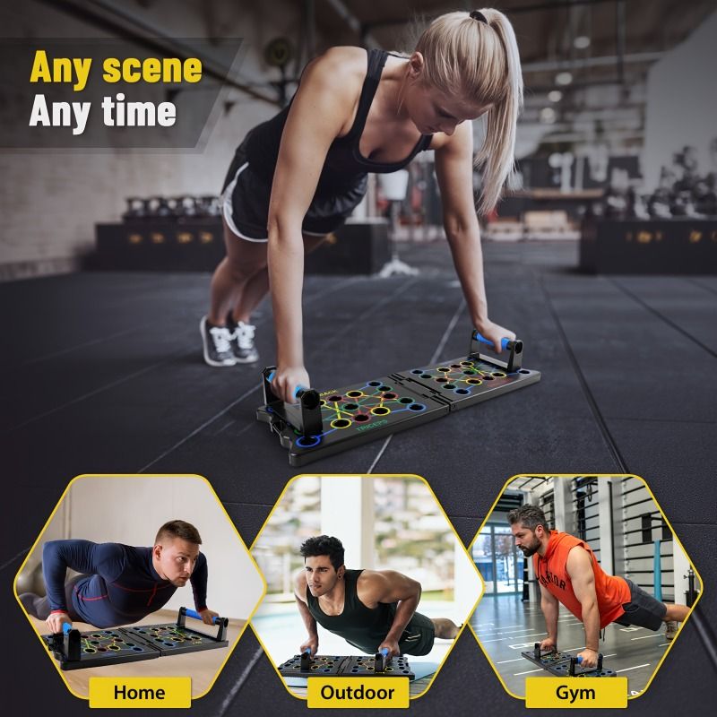 Multifunctional Folding Push-up Board, Home Fitness Push-up Stands, Versatile Home Exercise Equipment. It helps exercise and strengthen shoulders, chest, back, and triceps, improving overall fitness.