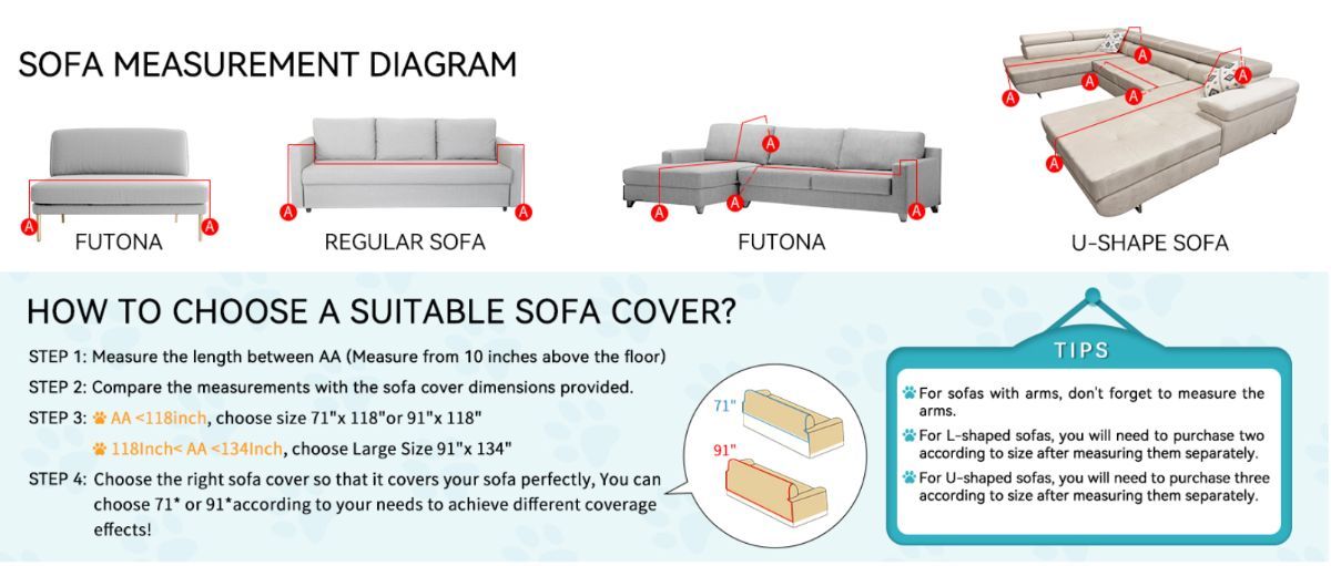 71" x 150" Couch Protector from Cat Claws, Waterproof Couch Cover Anti Slip,Couch Cover 3 Cushion Sofa Washable,Anti-Scratch Pet Sofa Cover Heavy Duty - Light Gray