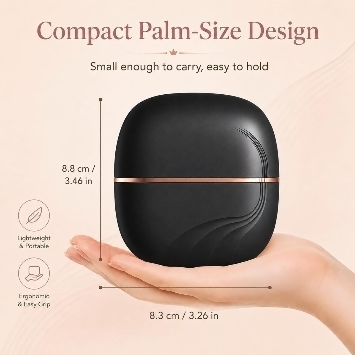 Mini Cordless Hair Straightener Brush, Adjustable Heat Hot Comb Portable Styling Tool for Quick Touch-Ups, Bangs, Short Hair, and Travel; Compact Design Fits Purses and Luggage - Black - Size 3.46in
