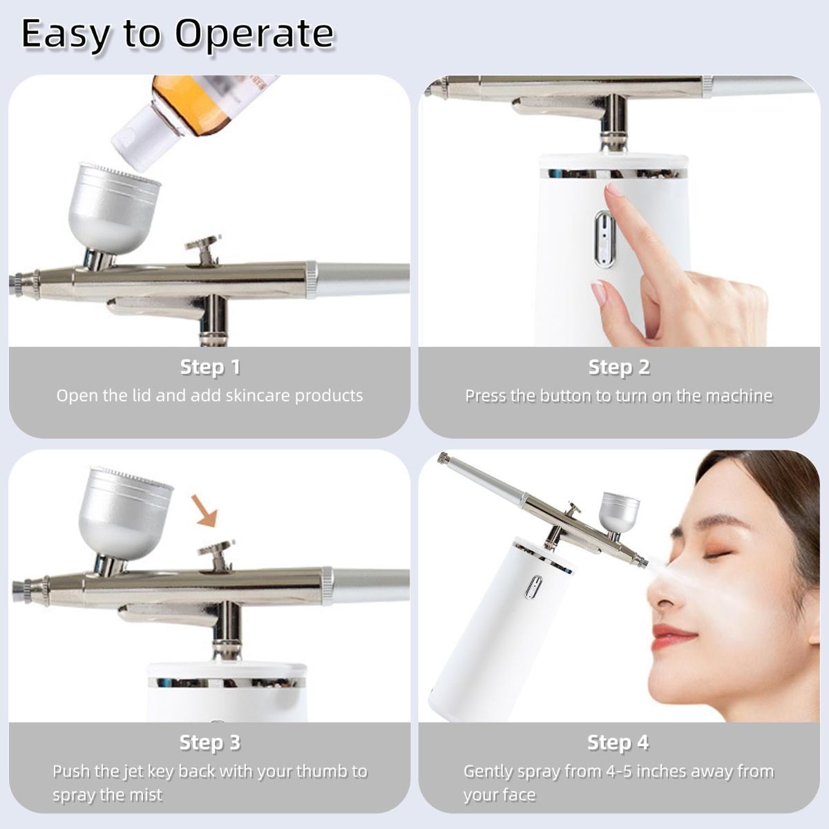 Nano Facial Steamer - Rechargeable & Portable High Pressure Face Oxygen Sprayer Machine, 0.3mm Nozzle Micro Mist Skin Hydrator, Essential Water Infusion Facial Spa Treatment - Green - Size 52*150*150mm