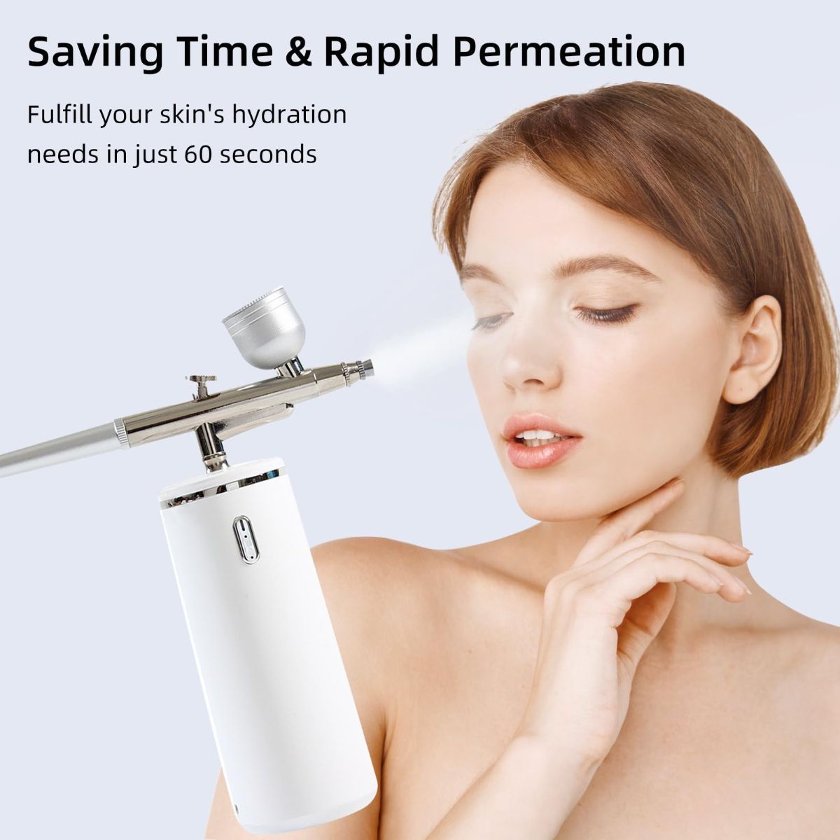 Nano Facial Steamer - Rechargeable & Portable High Pressure Face Oxygen Sprayer Machine, 0.3mm Nozzle Micro Mist Skin Hydrator, Essential Water Infusion Facial Spa Treatment - Pink - Size 52*150*150mm