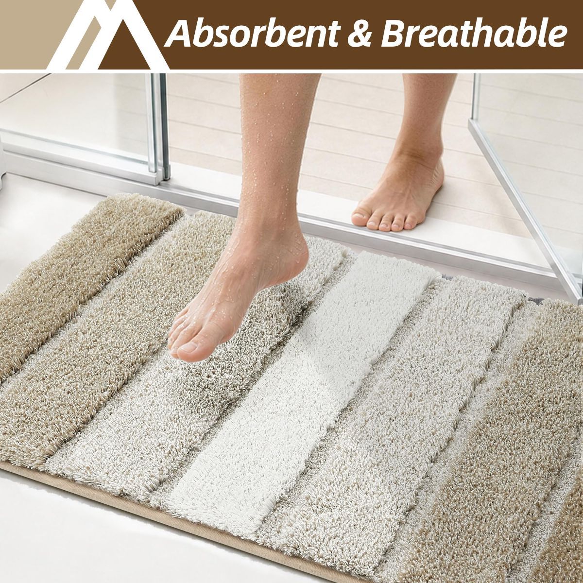 Bathroom Rugs,Ultra Soft Absorbent Bath Mat,Beige | Non-Slip TPR Backing Stays in Place, Machine Washable Bath Rugs Shaggy Rug for Bathroom Floor - Beige - Size 60cm*90cm