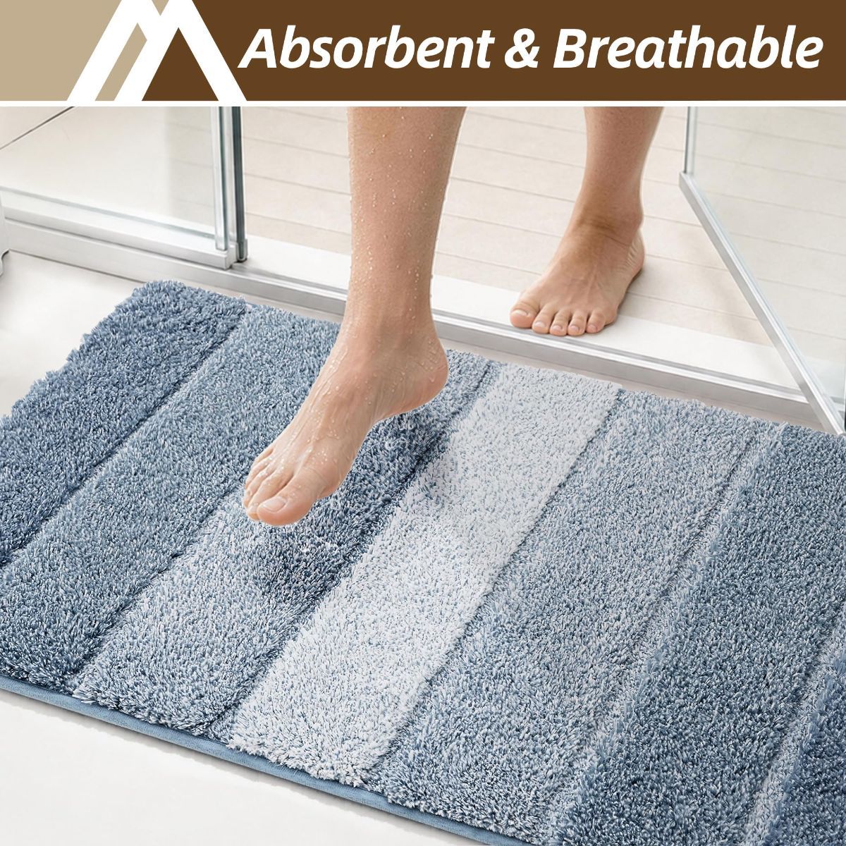 Bathroom Rugs,Ultra Soft Absorbent Bath Mat,Beige | Non-Slip TPR Backing Stays in Place, Machine Washable Bath Rugs Shaggy Rug for Bathroom Floor - Blue - Size 50cm*80cm